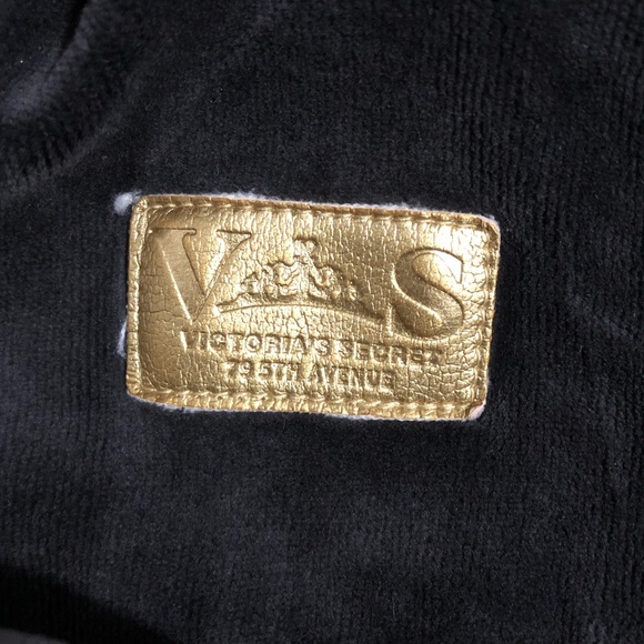 Victoria’s Secret Black Velour Gold Stripe Y2K Zip Up Track Jacket Size Small - Picture 4 of 8